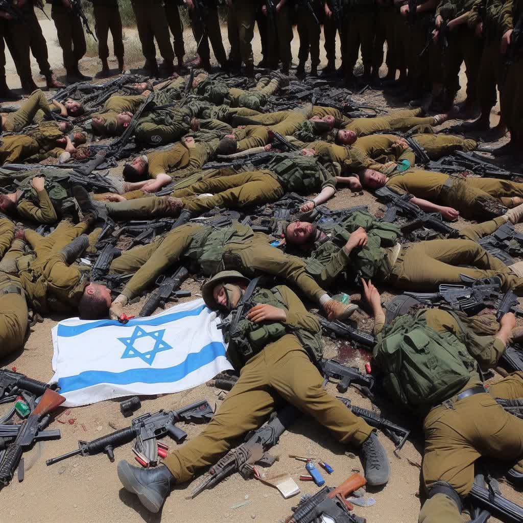 زائف: هذه الصورة مولدة بالذكاء الاصطناعي وليست لقتلى جنود الاحتلال الاسرائيلي