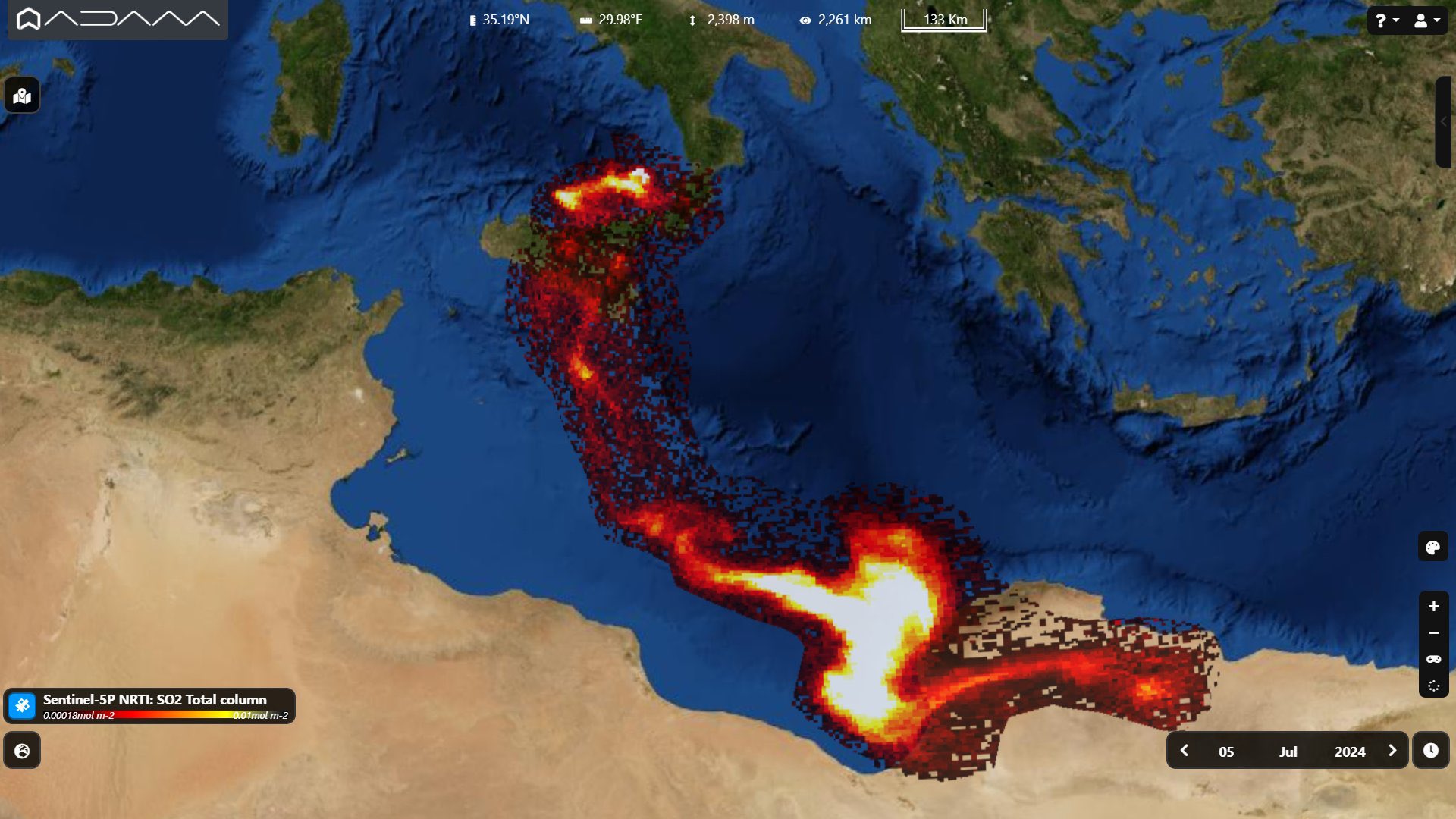مضلل: موجة غاز ثاني أكسيد الكبريت التي وصلت إلى ليبيا من صقلية ليست خطيرة
